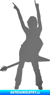 Samolepka Music 016 levá rockerka s kytarou grafitová metalíza