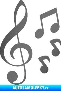 Samolepka Music noty a houslový klíč 002 grafitová metalíza
