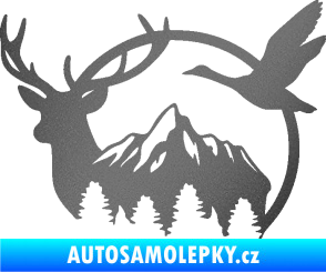 Samolepka Myslivost 002 levá lesní zvěř grafitová metalíza