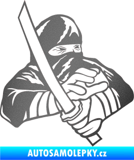 Samolepka Ninja silueta pravá grafitová metalíza