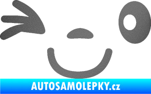 Samolepka Obličej 008 levá mrkající grafitová metalíza