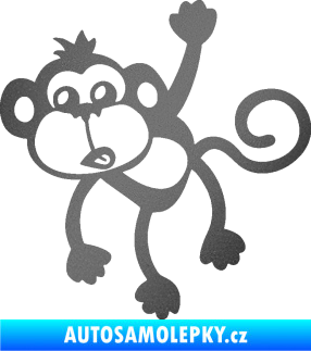 Samolepka Opice 005 levá visí za ruku grafitová metalíza