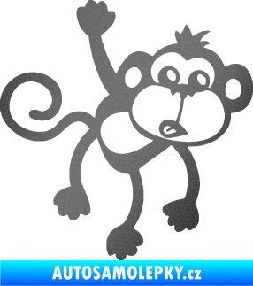 Samolepka Opice 005 pravá visí za ruku grafitová metalíza