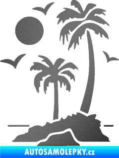 Samolepka Ostrov 002 levá palmy a moře grafitová metalíza