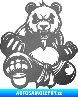 Samolepka Panda 012 levá Kung Fu bojovník grafitová metalíza