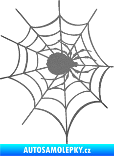Samolepka Pavouk 016 pravá s pavučinou grafitová metalíza