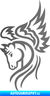 Samolepka Pegas 003 levá okřídlený kůň hlava grafitová metalíza