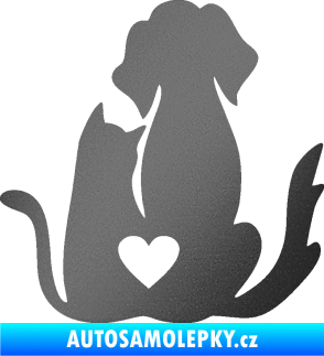Samolepka Pejsek a kočička 002 pravá grafitová metalíza
