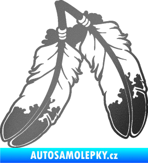Samolepka Peříčka 003 levá indiánský motiv grafitová metalíza