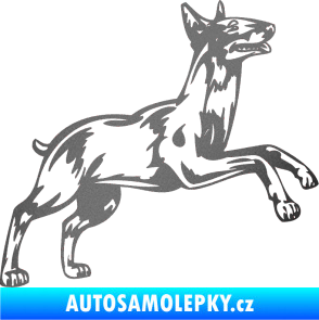 Samolepka Pes 015 pravá Bulteriér grafitová metalíza