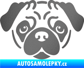 Samolepka Pes 067 Mopsík grafitová metalíza