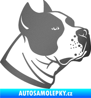 Samolepka Pes 081 pravá Stafordširský bulteriér grafitová metalíza