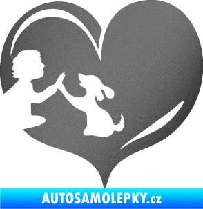 Samolepka Pes 103 levá dej pac srdce grafitová metalíza