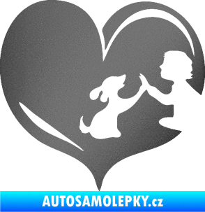 Samolepka Pes 103 pravá dej pac srdce grafitová metalíza