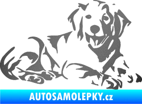 Samolepka Pes 106 pravá Retrívr grafitová metalíza