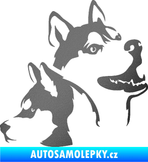Samolepka Pes 117 pravá husky grafitová metalíza