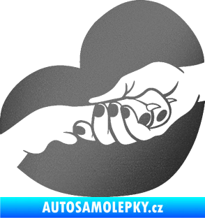 Samolepka Pes 129 levá packa v ruce grafitová metalíza