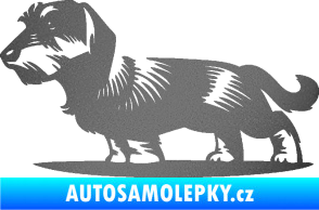 Samolepka Pes 133 levá drsnosrstý jezevčík grafitová metalíza