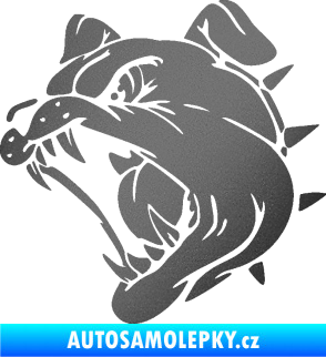 Samolepka Pes 136 levá rozzuřený buldok grafitová metalíza