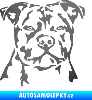 Samolepka Pes 143 pravá Stafordširský bulteriér grafitová metalíza