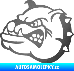 Samolepka Pes 169 levá rozzuřený buldok grafitová metalíza