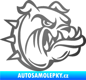 Samolepka Pes 171 pravá rozzuřený buldok grafitová metalíza