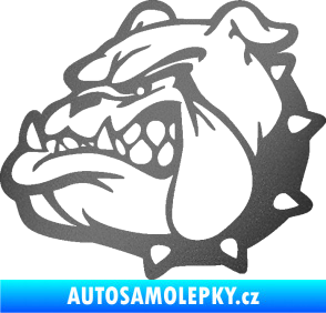 Samolepka Pes 174 levá rozzuřený buldok grafitová metalíza