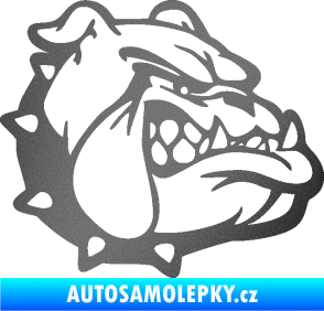 Samolepka Pes 174 pravá rozzuřený buldok grafitová metalíza