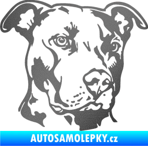 Samolepka Pes 198 pitbull pravá grafitová metalíza