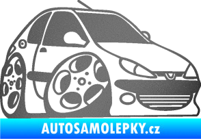 Samolepka Peugeot 206 karikatura pravá grafitová metalíza