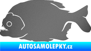 Samolepka Piraňa 001 levá dravá ryba grafitová metalíza