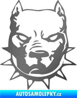 Samolepka Pitbull hlava 002 pravá grafitová metalíza
