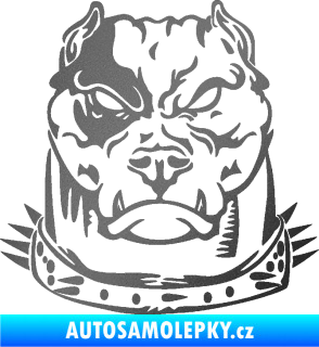 Samolepka Pitbull hlava 005 pravá grafitová metalíza