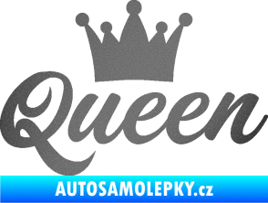 Samolepka Queen nápis s korunou grafitová metalíza
