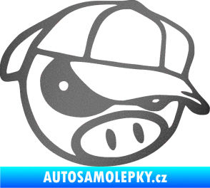 Samolepka Rally pig 003 pravá grafitová metalíza