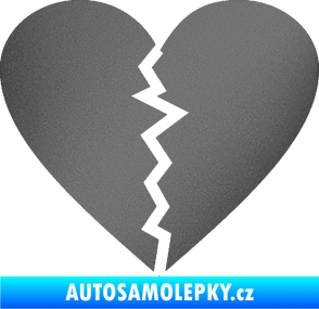 Samolepka Rozbité srdce 001  grafitová metalíza