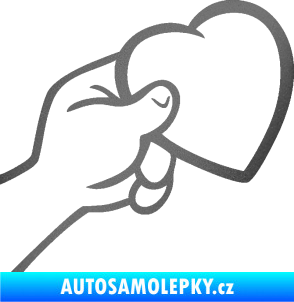 Samolepka Ruka se srdíčkem pravá grafitová metalíza
