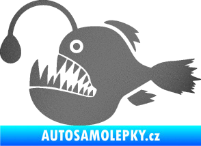 Samolepka Ryba 022 levá mořský ďas s lampičkou grafitová metalíza