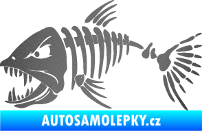 Samolepka Ryba kostra 005 levá grafitová metalíza