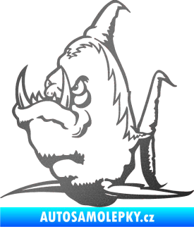 Samolepka Ryba zubatá levá piraňa grafitová metalíza