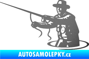 Samolepka Rybář 015 levá s udicí grafitová metalíza