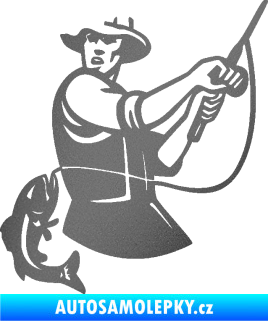 Samolepka Rybář 024 levá úlovek grafitová metalíza