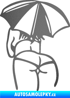 Samolepka Slečna s deštníkem levá grafitová metalíza
