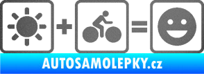 Samolepka Slunce + kolo = veselý smajlík vyjížďka na kole grafitová metalíza