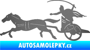 Samolepka Sparťanský bojovník 001 levá bojový vůz s koněm grafitová metalíza