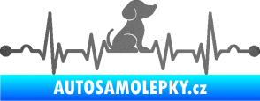 Samolepka Srdeční tep 002 pravá pejsek grafitová metalíza
