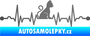Samolepka Srdeční tep 003 pravá kočička grafitová metalíza