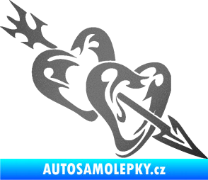 Samolepka Srdíčka 001 pravá se šípem grafitová metalíza