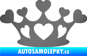Samolepka Srdíčka korunka grafitová metalíza
