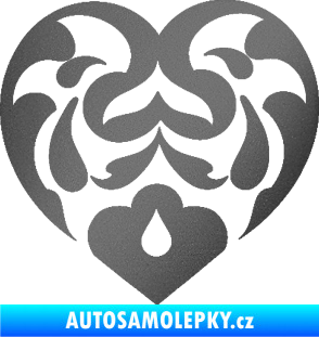 Samolepka Srdíčko 007 grafitová metalíza